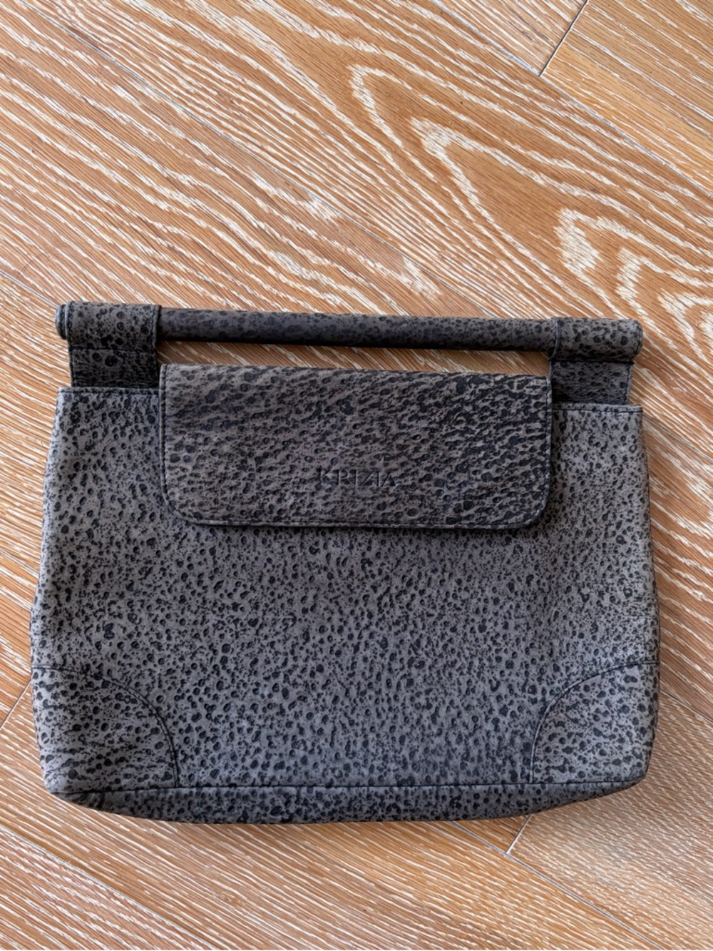 Krizia Cork Structured Gray Textured Women's Clutch Handbag